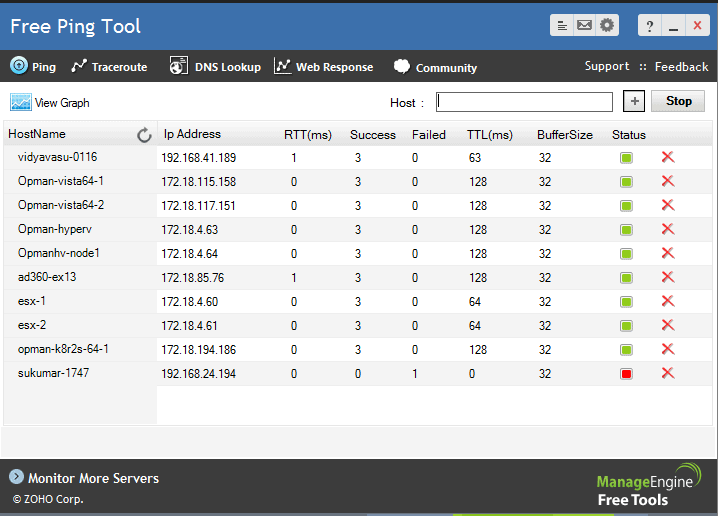 ManageEngine Free Ping Tool