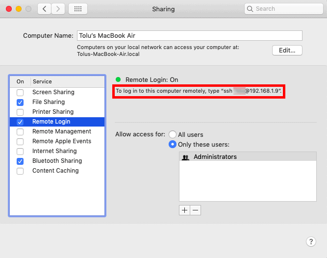 How To Enable Macosx Native Ssh Server Free Connect From Internet
