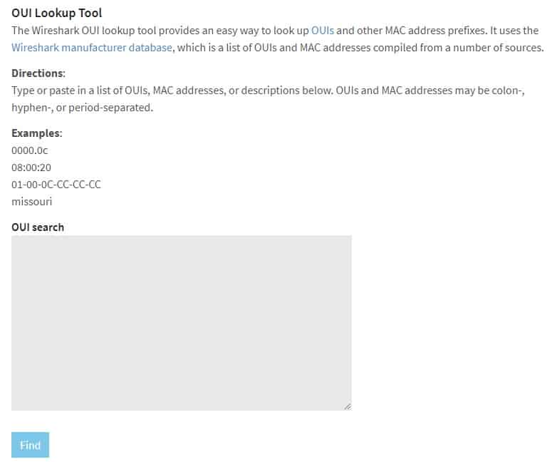 wireshark oui lookup tool wireshark oui lookup tool